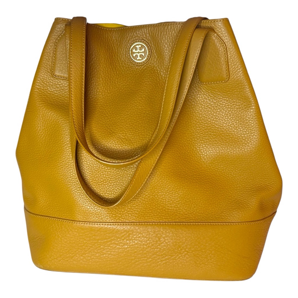 Tory Burch Mustard Michelle Leather Hobo Tote With Coa